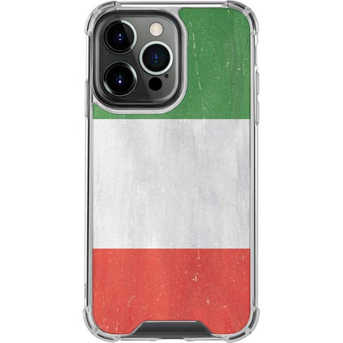 Italy Flag Distressed iPhone 14 Pro Clear Case